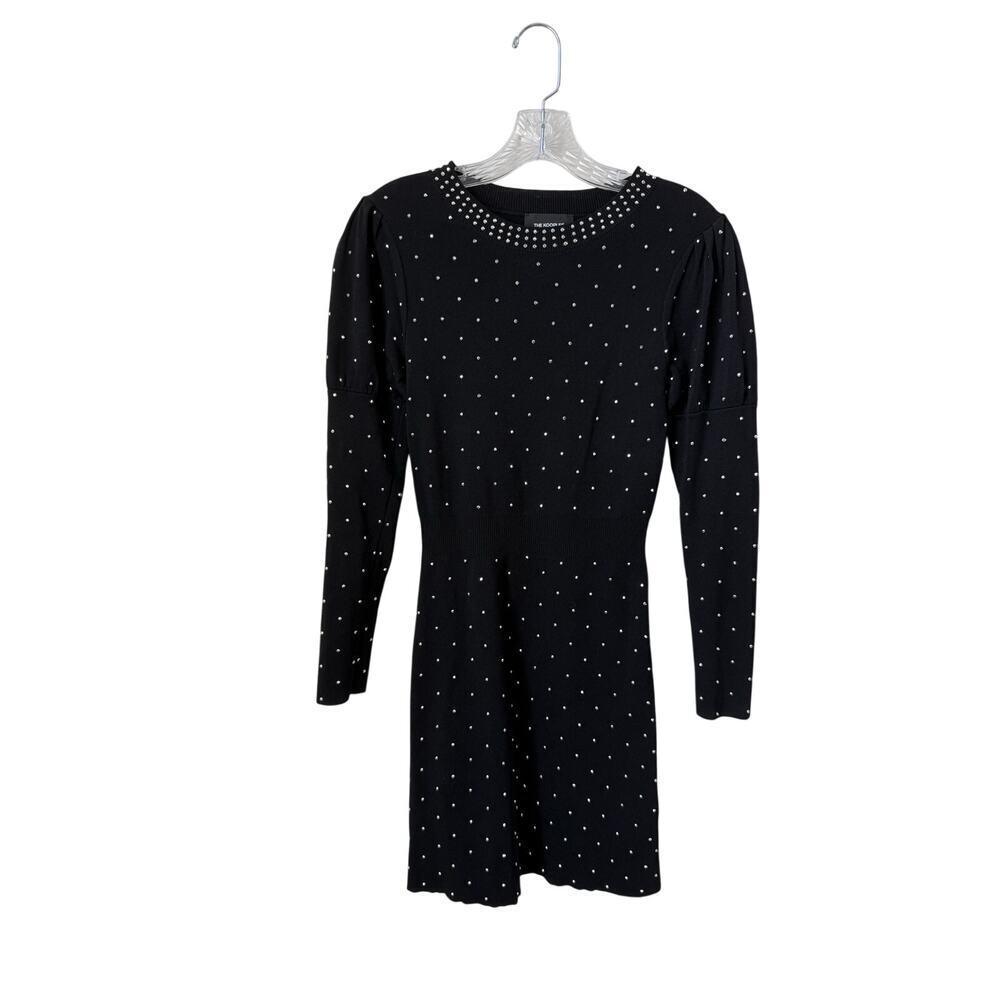 The Kooples Paris Black Diamond Stud Long Sleeve Mini Dress Size 1